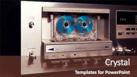  Presentation with tape recorder - Presentation theme with vintage stereo cassette tape deck background and a  colored foreground