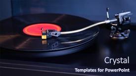  Presentation with vinyl record - Colorful presentation design enhanced with vintage-stereo-turntable-plays-red backdrop and a wine colored foreground