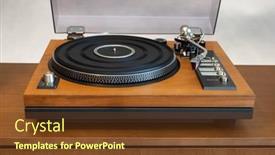  Presentation with record player - PPT theme having vintage-stereo-turntable-vinyl-record background and a  colored foreground