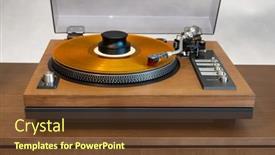  Presentation with record player - Slide deck consisting of vintage-stereo-turntable-vinyl-record background and a tawny brown colored foreground