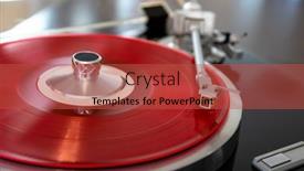  Presentation with vinyl record - PPT theme featuring vintage-stereo-turntable-vinyl-record background and a red colored foreground