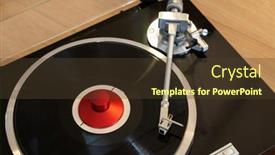  Presentation with record player - Slide deck consisting of vintage-stereo-turntable-vinyl-record background and a tawny brown colored foreground
