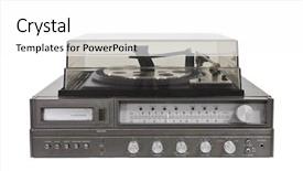  Presentation with vintage radio - PPT theme having stony track in the mountains of madeira over clouds bordered with low rigid bushes with green foliage background and a coral colored foreground