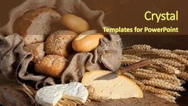  Presentation with bread life - Presentation theme having vintage still life of bread rolls and french cheese background and a tawny brown colored foreground
