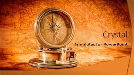  Presentation with vintage compass - PPT layouts featuring vintage still life vintage compass lies on an ancient world map in 1565 background and a gold colored foreground