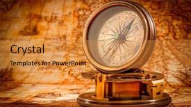  Presentation with vintage compass - PPT theme featuring vintage still life vintage compass background and a gold colored foreground