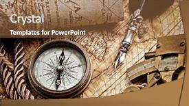  Presentation with vintage compass - Presentation theme having vintage still life with compass background and a coral colored foreground