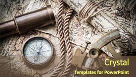  Presentation with scroll paper - Theme having vintage still life with compass background and a tawny brown colored foreground