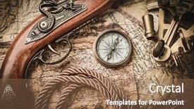  Presentation with vintage compass - Presentation theme enhanced with vintage still life with compass background and a tawny brown colored foreground