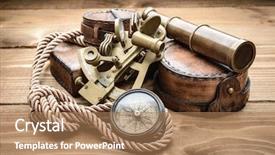  Presentation with scroll paper - Slides with vintage still life with compass background and a  colored foreground