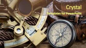  Presentation with vintage compass - Beautiful theme featuring vintage still life with compass backdrop and a tawny brown colored foreground