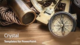  Presentation with vintage compass - PPT layouts with vintage still life with compass background and a coral colored foreground