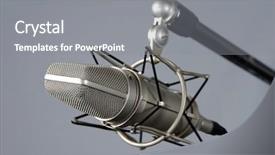 Presentation with microphone - PPT theme featuring radio mic - vintage studio microphone with selective background and a gray colored foreground