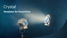  Presentation with studio lights - Theme having studio spot lights with smoke background and a ocean colored foreground