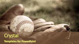  Presentation with vintage baseball - Audience pleasing PPT theme consisting of vintage style baseball glove backdrop and a tawny brown colored foreground