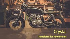  Presentation with motorcycle - Theme featuring vintage style cafe-racer motorcycle background and a tawny brown colored foreground