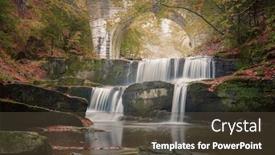  Presentation with forest bridge - Presentation theme enhanced with vintage-style-fall-autumn-landscape background and a tawny brown colored foreground