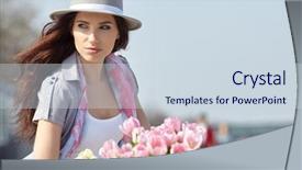  Presentation with vintage women - Theme with vintage style photo of a spring women background and a sky blue colored foreground