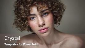  Presentation with curly hair - Audience pleasing PPT theme consisting of vintage-style-portrait-of-young backdrop and a violet colored foreground