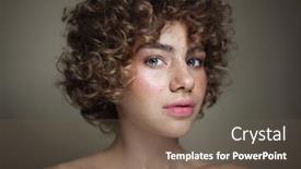  Presentation with curly hair - Slide set featuring vintage-style-portrait-of-young background and a tawny brown colored foreground