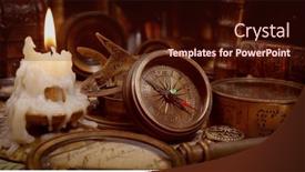  Presentation with vintage compass - PPT theme featuring vintage-style-travel-and-adventure and a  colored foreground