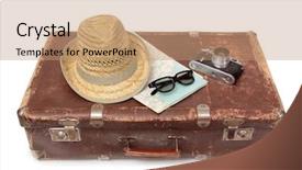  Presentation with geography old nautical treasure vintage - PPT theme enhanced with vintage suitcase and old camera background and a coral colored foreground