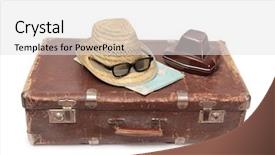  Presentation with suitcase - Colorful PPT theme enhanced with vintage suitcase and old camera backdrop and a light gray colored foreground