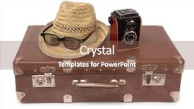  Presentation with suitcase - Presentation design consisting of vintage suitcase and old camera background and a tawny brown colored foreground