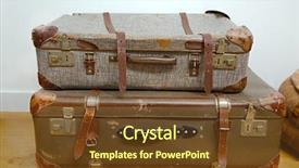  Presentation with leather - Slides consisting of vintage suitcases with leather straps background and a tawny brown colored foreground