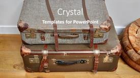  Presentation with leather - Cool new slides with vintage-suitcases-with-leather-straps backdrop and a gray colored foreground