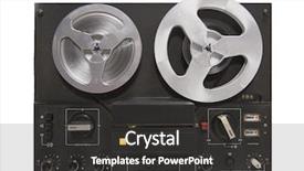  Presentation with tape recorder - Beautiful theme featuring vintage tape recorder isolated backdrop and a dark gray colored foreground