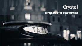  Presentation with taxi - Audience pleasing slides consisting of vintage taxi in street in london at night backdrop and a tawny brown colored foreground