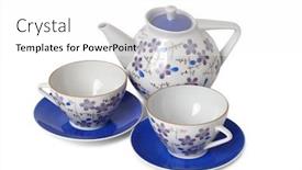  Presentation with tea - Presentation theme having vintage-tea-cups-and-teapot background and a white colored foreground