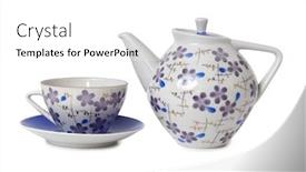  Presentation with tea - Audience pleasing PPT theme consisting of vintage-tea-cups-and-teapot backdrop and a white colored foreground