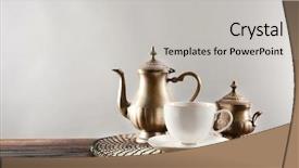  Presentation with wicker - Cool new PPT theme with vintage tea set on wicker backdrop and a light gray colored foreground