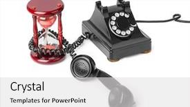  Presentation with telephone - Slide deck having vintage telephone and hourglass isolated background and a light gray colored foreground