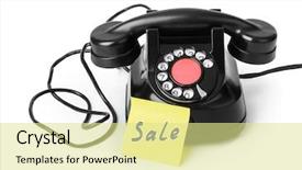  Presentation with telephone - Presentation having vintage telephone and paper sale background and a blonde colored foreground