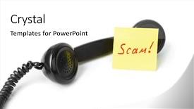  Presentation with scam - Cool new theme with vintage telephone and paper scam backdrop and a white colored foreground