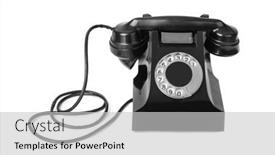  Presentation with telephone - Presentation theme enhanced with vintage-telephone-isolated-on-white background and a light gray colored foreground