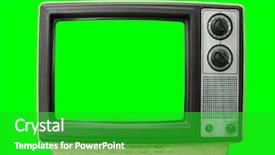  Presentation with green screen - PPT theme consisting of vintage television with chroma green background and a shamrock green colored foreground