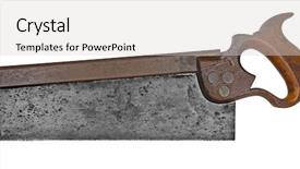  Presentation with vintage - Cool new PPT theme with vintage tenon saw with cooper backdrop and a light gray colored foreground