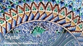  Presentation with ceramics - Beautiful PPT theme featuring vintage-tfaditional-uzbek-pattern backdrop and a teal colored foreground