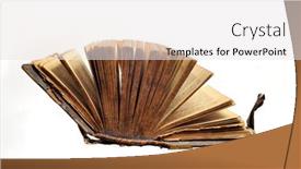  Presentation with vintage book - Presentation design consisting of vintage-thick-book-on-white background and a white colored foreground