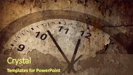  Presentation with clock face - PPT layouts enhanced with vintage timer - closeup of hands on grunge background and a tawny brown colored foreground