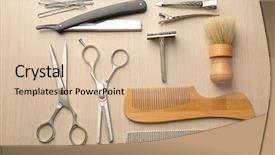  Presentation with barber shop - Presentation having vintage tools of barber shop background and a lemonade colored foreground