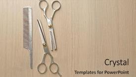  Presentation with barber shop - Slides with vintage-tools-of-barber-shop background and a coral colored foreground