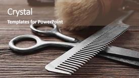  Presentation with barber shop - Slides enhanced with vintage tools of barber shop background and a violet colored foreground