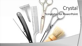  Presentation with barber shop - Amazing slides having vintage tools of barber shop backdrop and a white colored foreground