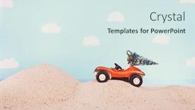  Presentation with vintage car - Slide deck featuring vintage-toy-dune-buggy-car background and a sky blue colored foreground