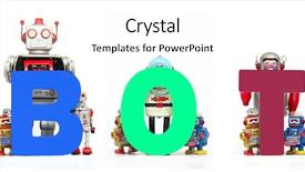  Presentation with robots - Colorful presentation theme enhanced with vintage toy robots holding up backdrop and a white colored foreground